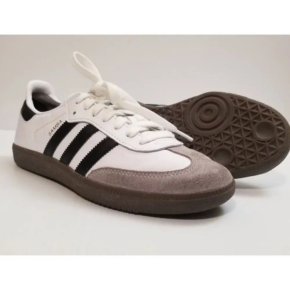 adidas Samba OG Shoes Mens 8 White Black Gum B75806 Lifestyle Street Casual EUC